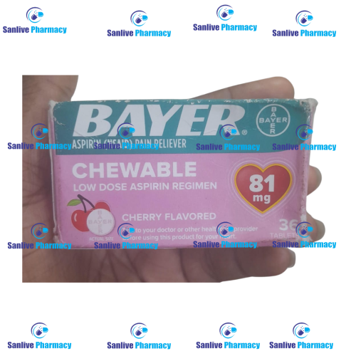 https://sanlivepharmacy.com/images/products/1731326542Chewable Aspirin by Bayer 81mg.png